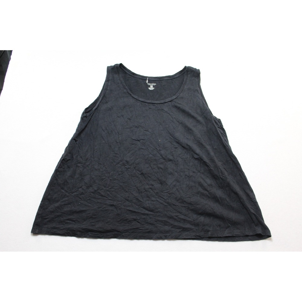 Sonoma Tank Top Women 3X Black Excellent Cotton Scoop Neck Sleeveless Basic